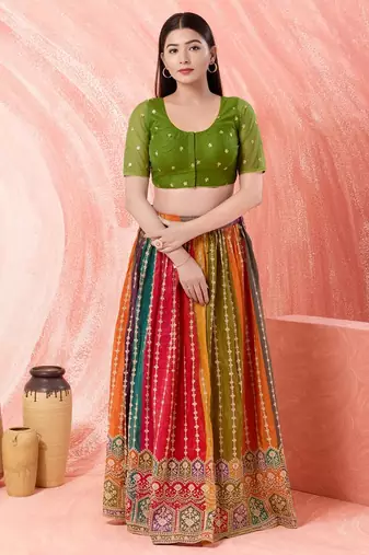 Muhenera Padded Net Round Neck Blouse