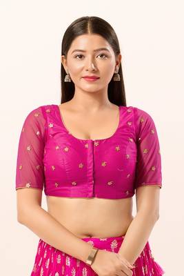 Magenta Net Printed Blouse 1