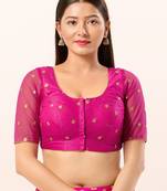 Magenta Net Printed Blouse