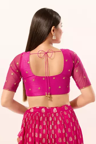 Magenta Net Printed Blouse