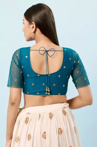 Muhenera Padded Net Round Neck Blouse