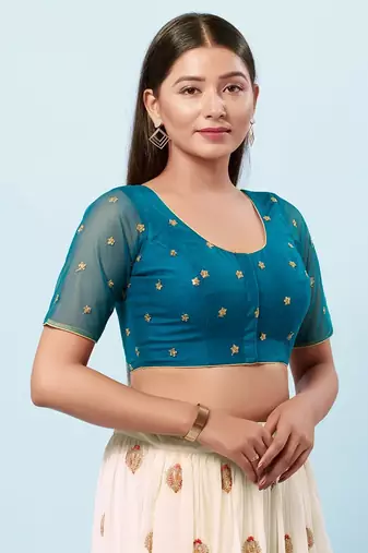 Muhenera Padded Net Round Neck Blouse