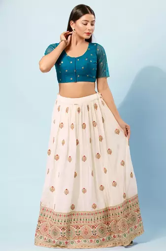 Muhenera Padded Net Round Neck Blouse
