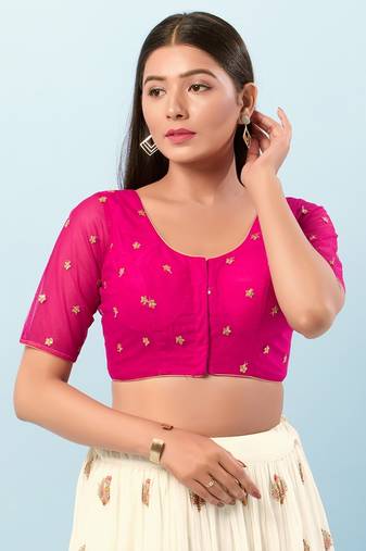 Muhenera Padded Net Round Neck Blouse