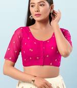 Muhenera Padded Net Round Neck Blouse