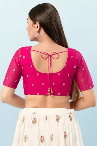 Muhenera Padded Net Round Neck Blouse