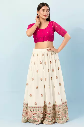 Muhenera Padded Net Round Neck Blouse