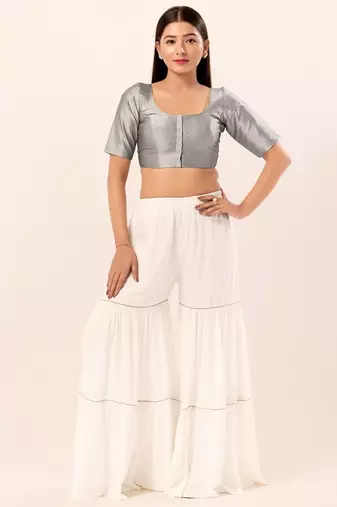 Muhenera Padded Brocade Round Neck Blouse