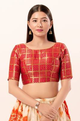 Muhenera Padded Brocade Boat Neck Blouse 1