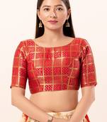 Muhenera Padded Brocade Boat Neck Blouse