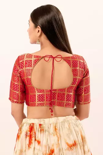 Muhenera Padded Brocade Boat Neck Blouse