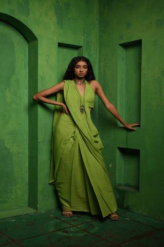 Light green handloom mul modal saree Without blouse