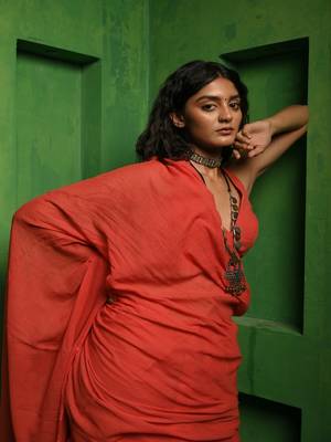 Red handloom mul modal saree Without blouse 3