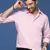 Showoff men's checked slim fit peach shirt