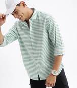men's checked slim fit green shirt