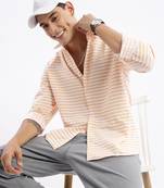 men's long sleeves gingham checks slim fit orange shirt