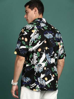 men's floral black slim fit shirt 4
