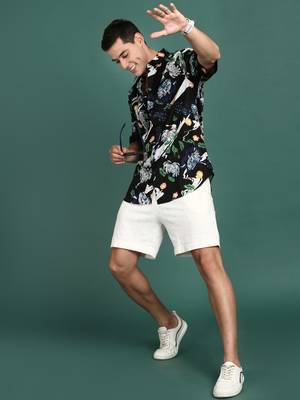 men's floral black slim fit shirt 5