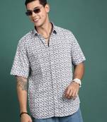 men's floral white slim fit shirt