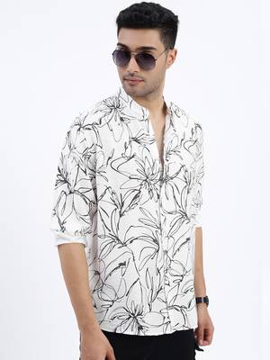 men's white floral slim fit shirt 1