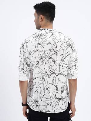 men's white floral slim fit shirt 4