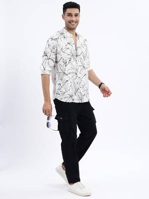 men's white floral slim fit shirt 5