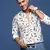 men's mandarin collar abstract white slim fit shirt
