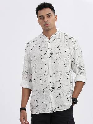 men's white solid slim fit shirt 2