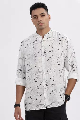 men's white solid slim fit shirt