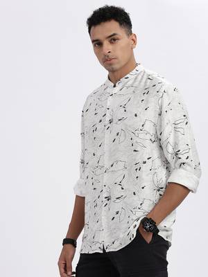men's white solid slim fit shirt 3