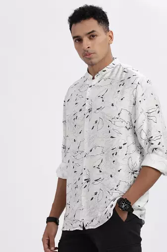 men's white solid slim fit shirt