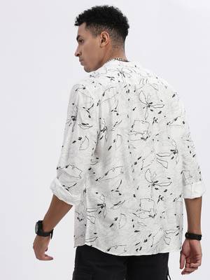 men's white solid slim fit shirt 4
