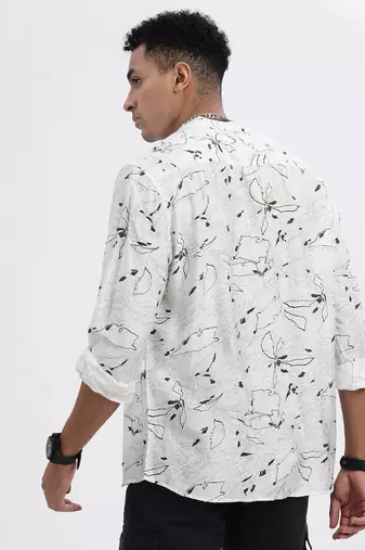 men's white solid slim fit shirt