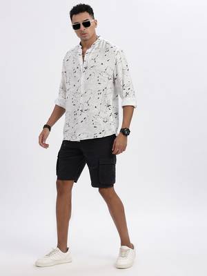 men's white solid slim fit shirt 5
