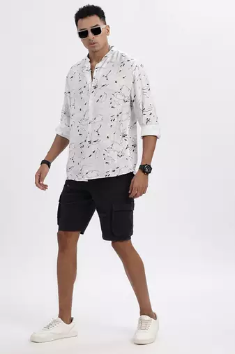 men's white solid slim fit shirt