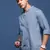 men's mandarin collar polka dots blue slim fit shirt