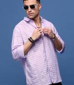 men's lavender slim fit striped shirt
