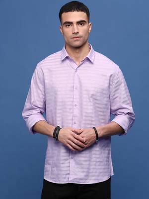 men's lavender slim fit striped shirt 2