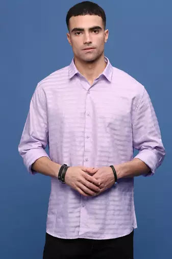 men's lavender slim fit striped shirt