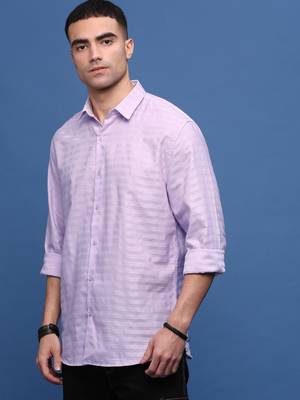 men's lavender slim fit striped shirt 3