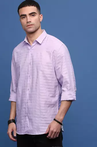men's lavender slim fit striped shirt