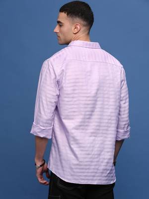 men's lavender slim fit striped shirt 4