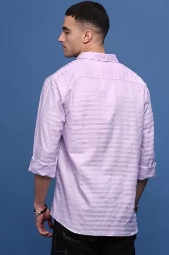 men's lavender slim fit striped shirt