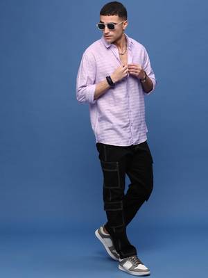 men's lavender slim fit striped shirt 5