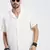 men's white cuban collar relaxed fit solid shirt