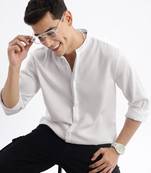 men's long sleeves solid slim fit white shirt