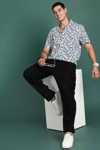 men's cuban collar floral multi relaxed fit shirt
