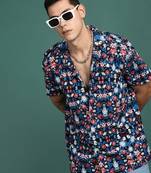 men's cuban collar floral multi relaxed fit shirt