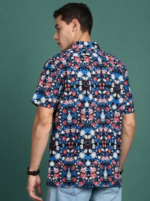 men's cuban collar floral multi relaxed fit shirt 4