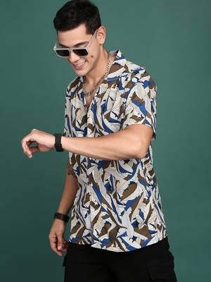 men's cuban collar floral multi relaxed fit shirt 1
